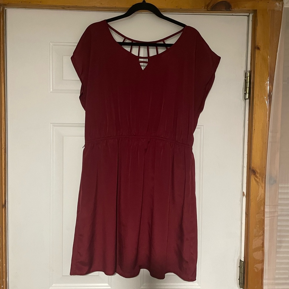 No Boundaries Elegant Burgundy Mini Dress, XXL